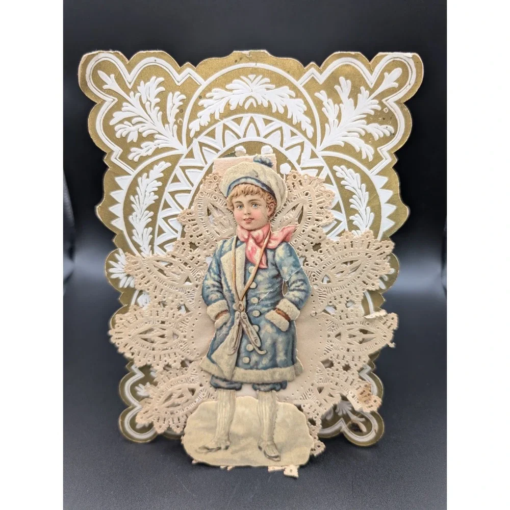 4 Antique European Ornate 3D 1800's‎ Valentines Cards